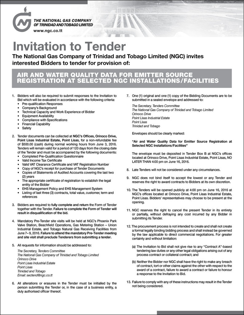 Invitation to Tender: Air and Water Quality Data - NGC