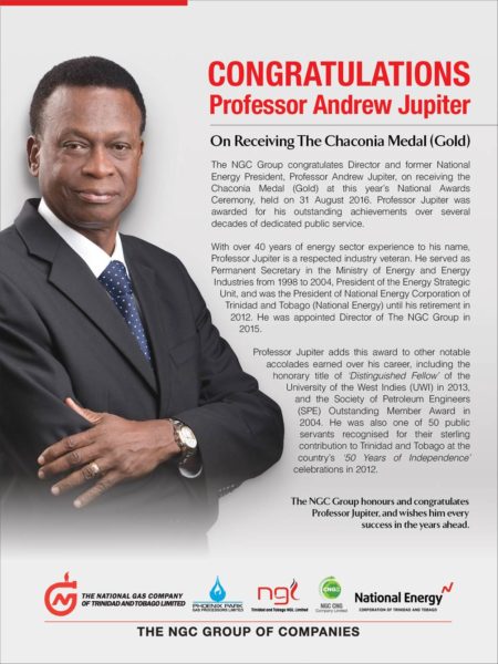 Congratulations Professor Andrew Jupiter - Chaconia Medal - NGC | NGC