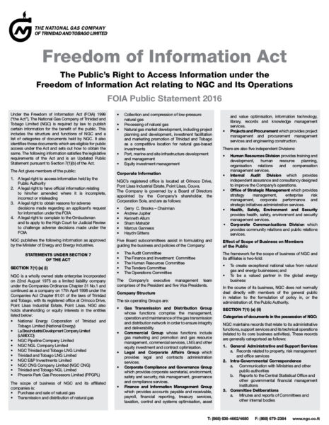 Freedom Of Information Act Public Statement 2016 - NGC | NGC