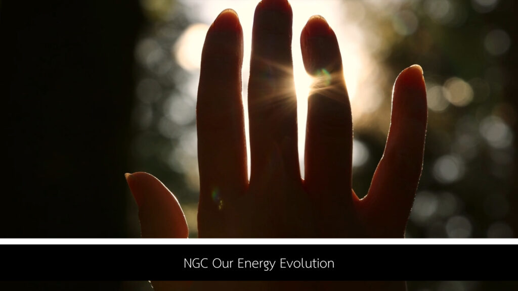 NGC | An image of a hand with the words NGC our energy evolution.